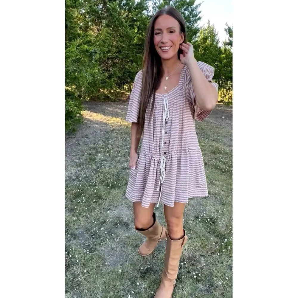 FREE PEOPLE County Line Plaid Romper in Pink Combo Size Medium NWT